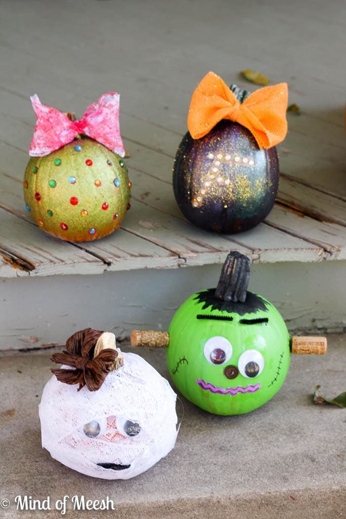 NO Carve pumpkins on fall porch