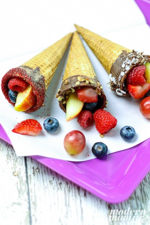 Easy to Make Chocolate Dipped Fruit Cones - Modern Mom Life