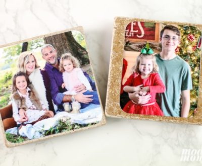 DIY Photo Coasters out of christmas cards