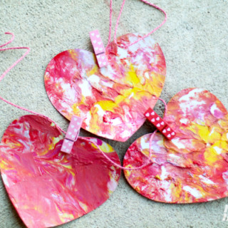 Shaving Foam Marbled Hearts