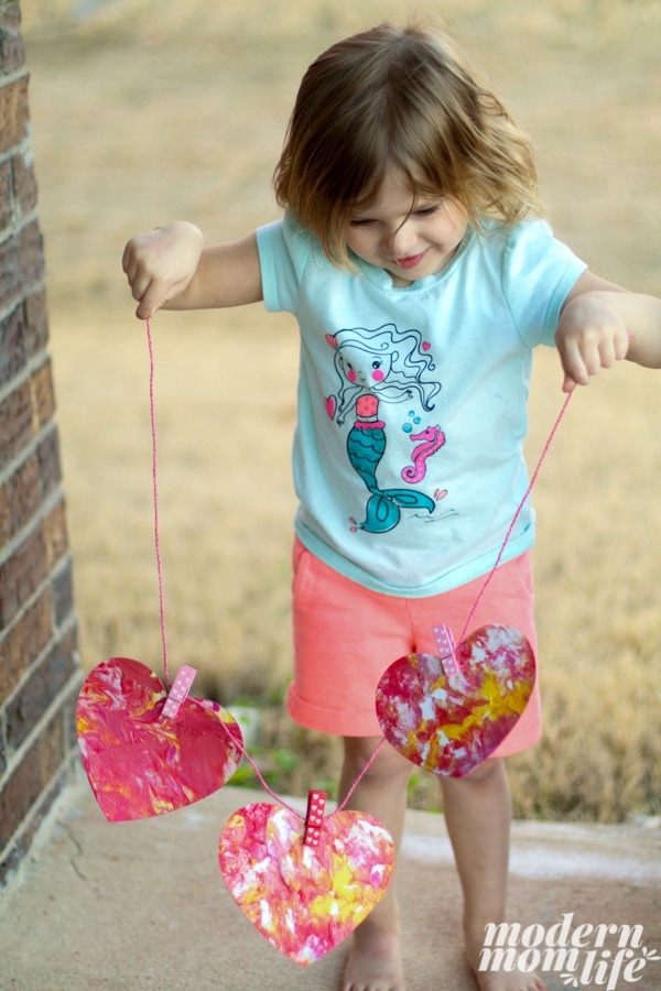 Shaving Foam Marbled Hearts