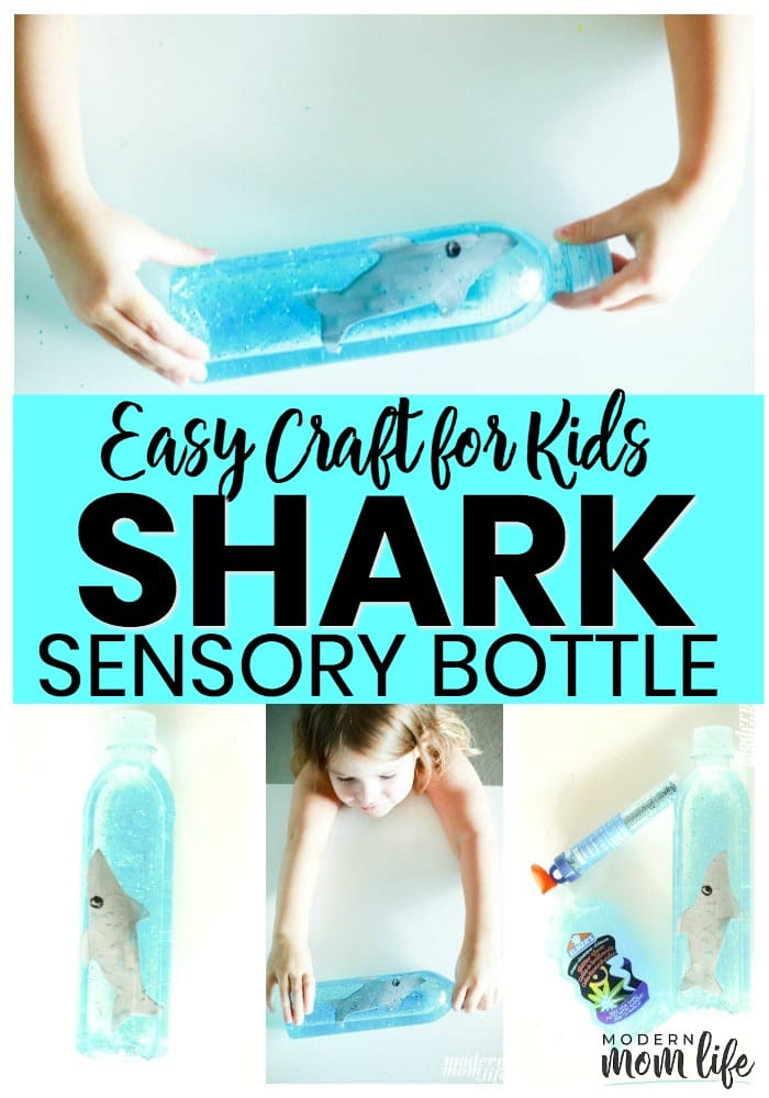 This Easy Shark Craft Screams Summer Fun. Learn how to make a Shark Sensory Bottle. It's the perfect Summer activity for kids.