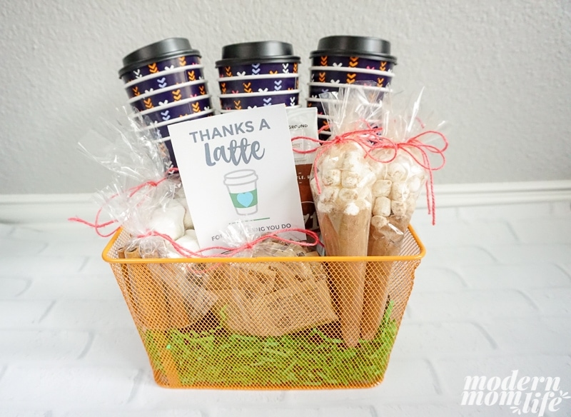 DIY Thanks a Latte Gift Basket + Gift Tag Printable - Modern Mom Life