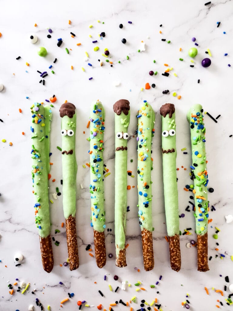 Frankenstein Pretzel Rods