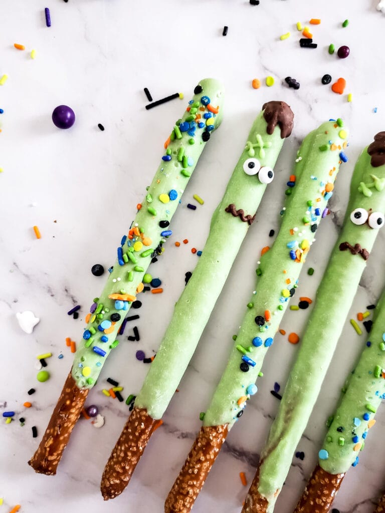 Frankenstein Pretzel Rods
