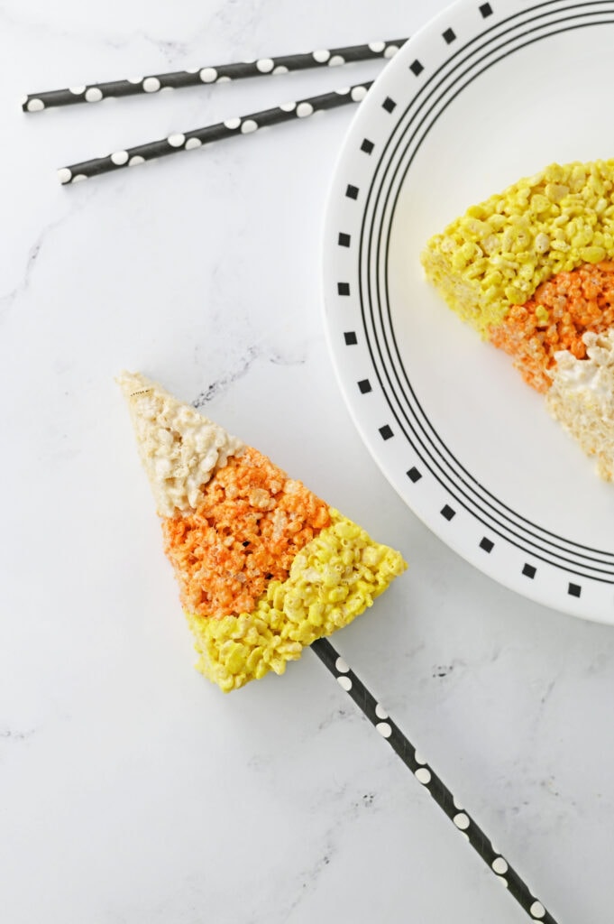 Fall Candy Corn Rice Krispie Treats