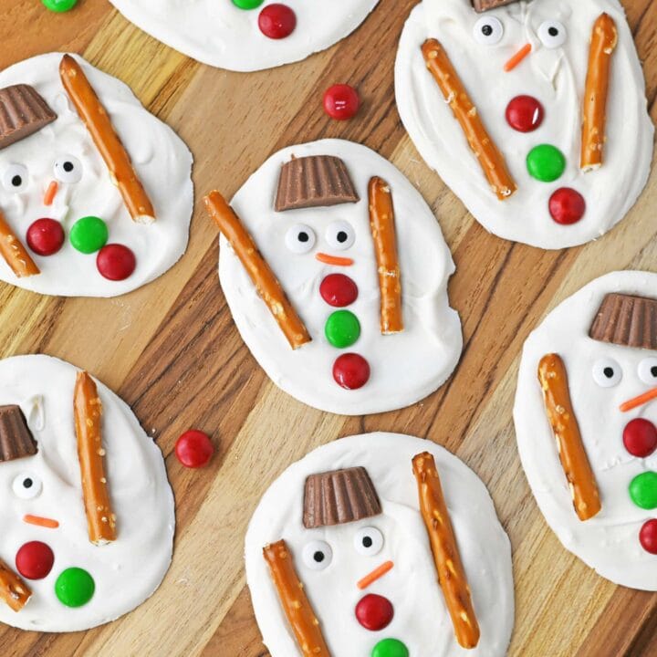Easy Melted Snowman Chocolate Bark Recipe