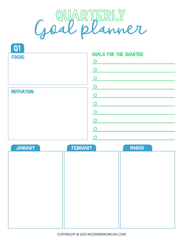 Quarterly Goal Planner