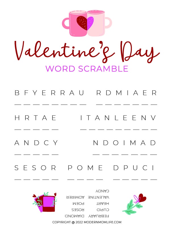 Valentine's Day Word Scramble