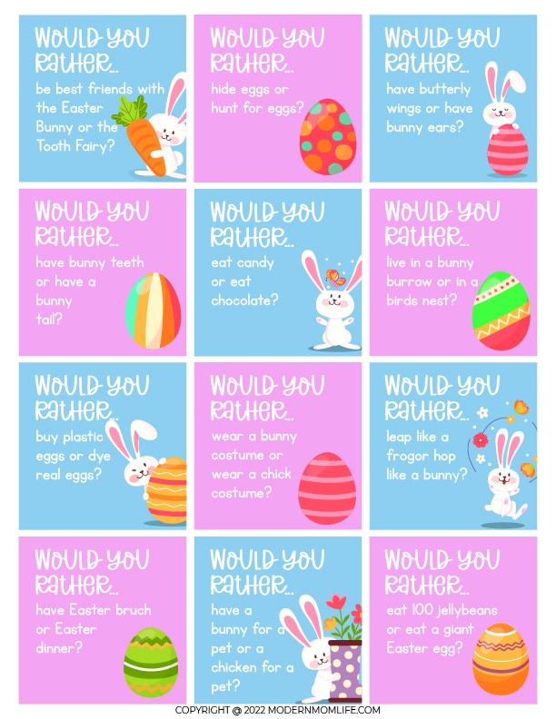 Easter would you rather questions for kids