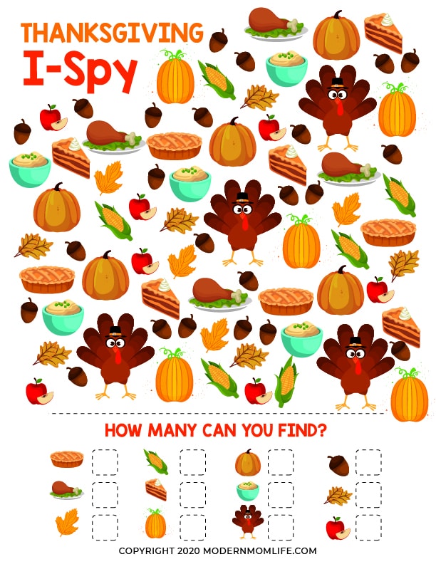 Thanksgiving I spy Game