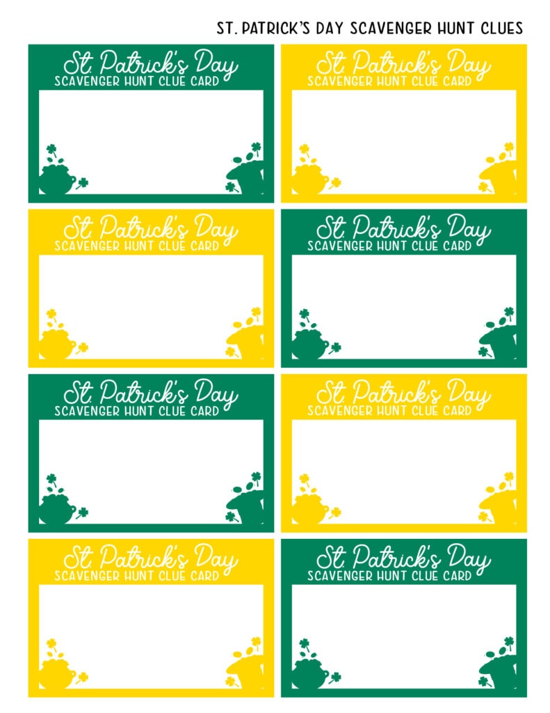 St Patrick's Day Scavenger Hunt Clues