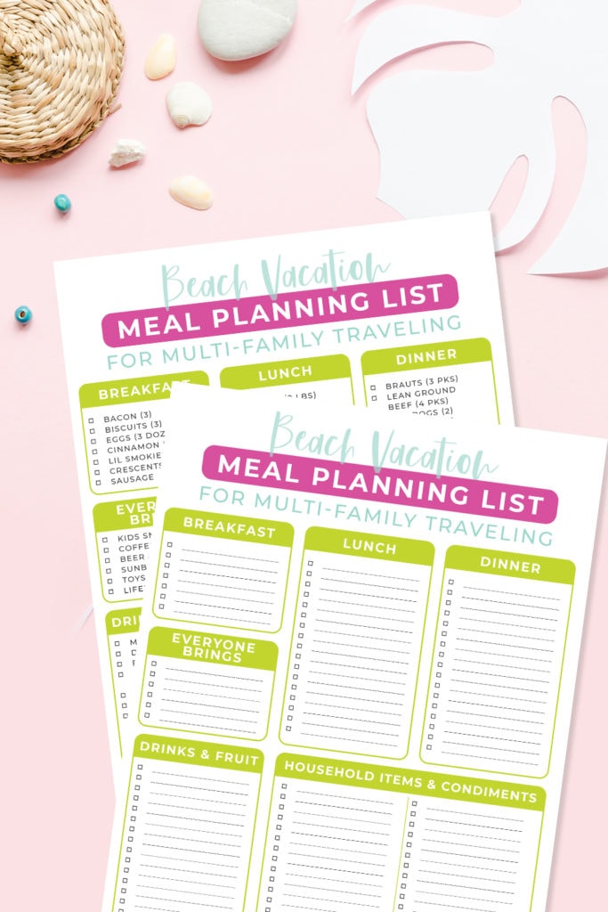 beach vacation meal planning