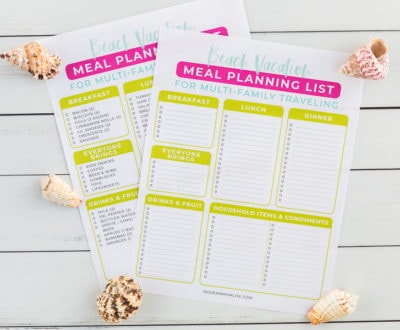 beach vacation meal planner