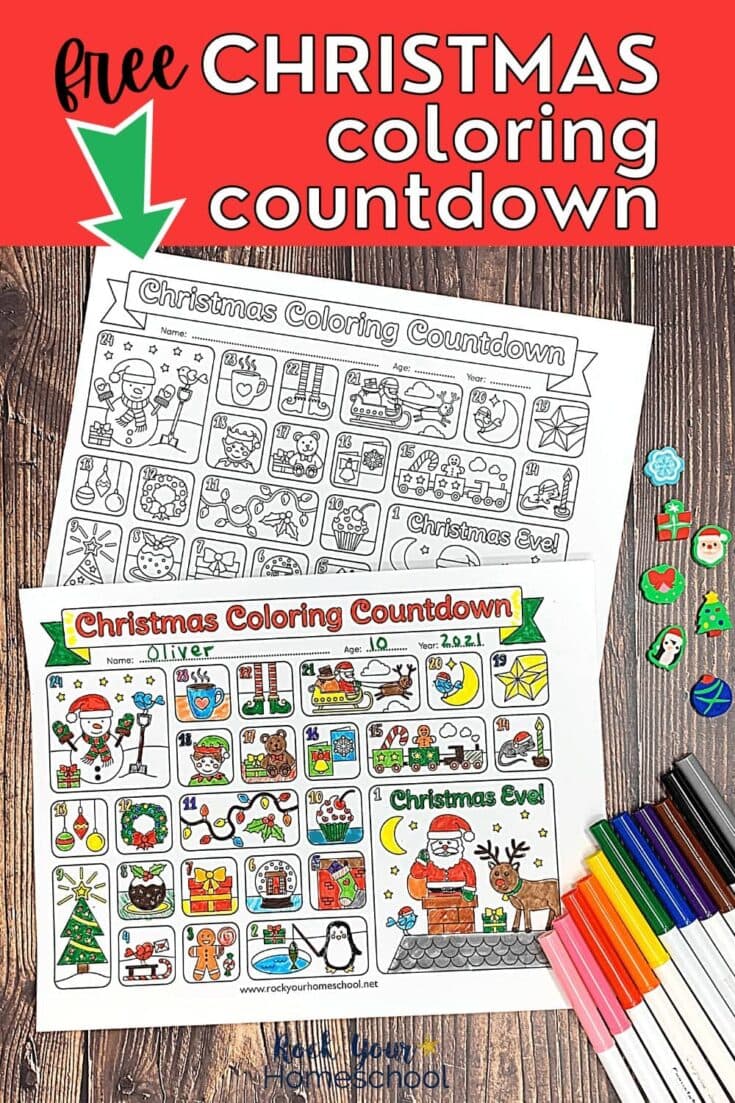 Image for Coloring Christmas Countdown Calendar for Holiday Fun