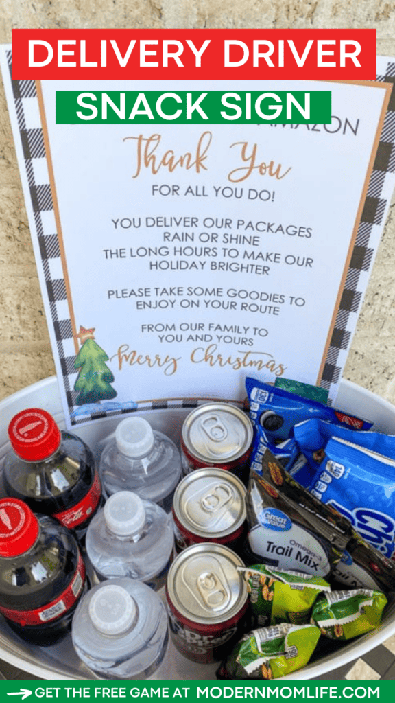 Free Delivery Driver Snack Sign
