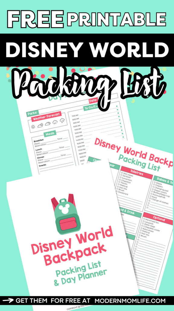 Disney World Backpack Packing List