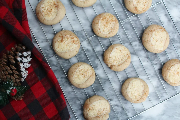 Eggnog Cheesecake Thumbprint Cookies