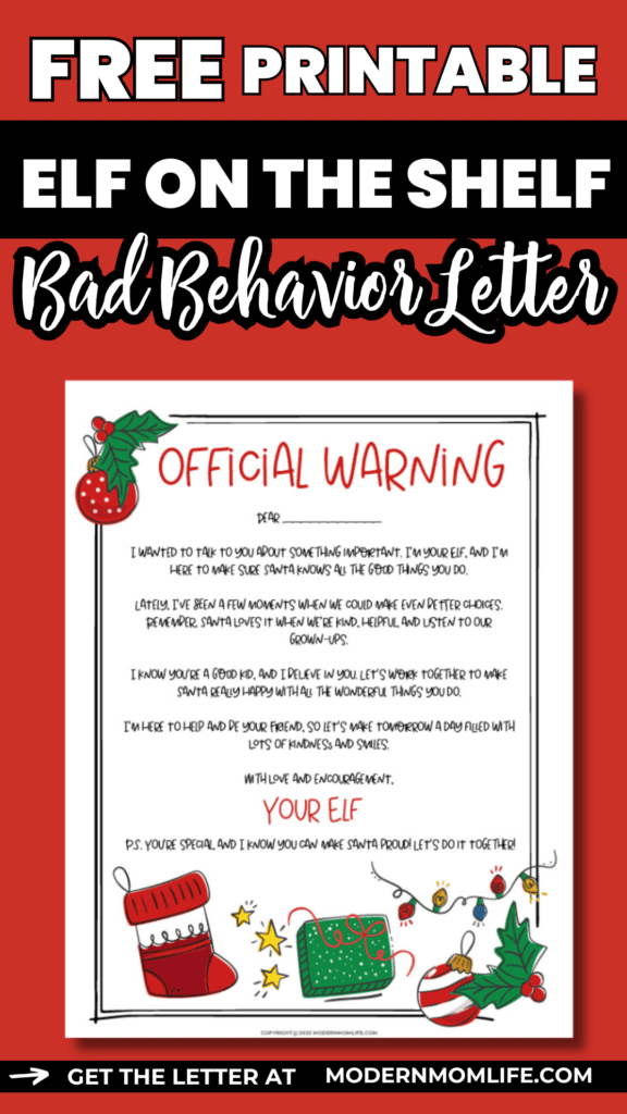 Elf Bad Behavior Letter