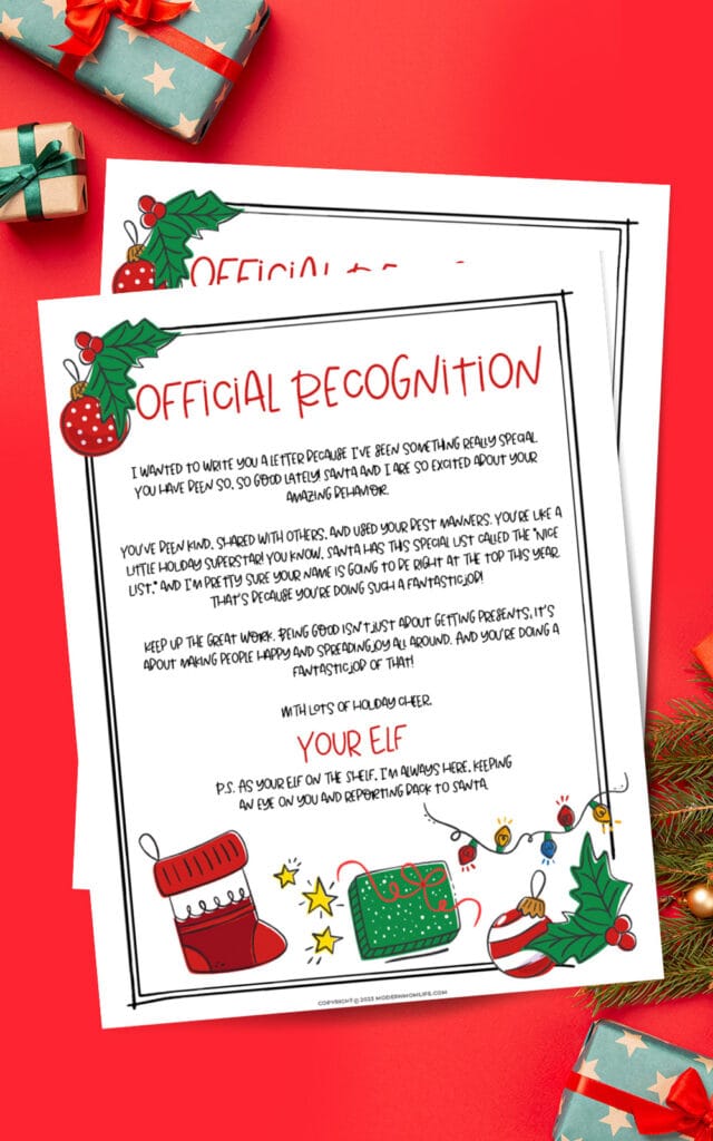 Elf on the Shelf Good Behavior Letter