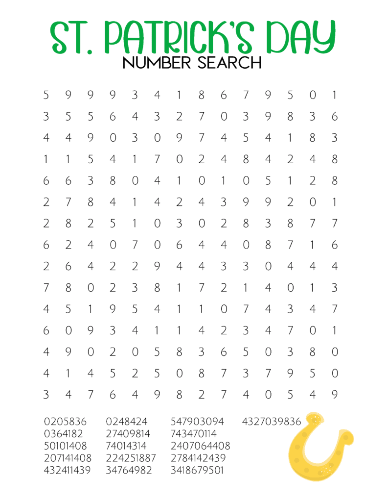 St. Patricks Day Number Search