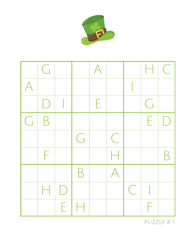 St. Patrick's Day sudoku alphabet