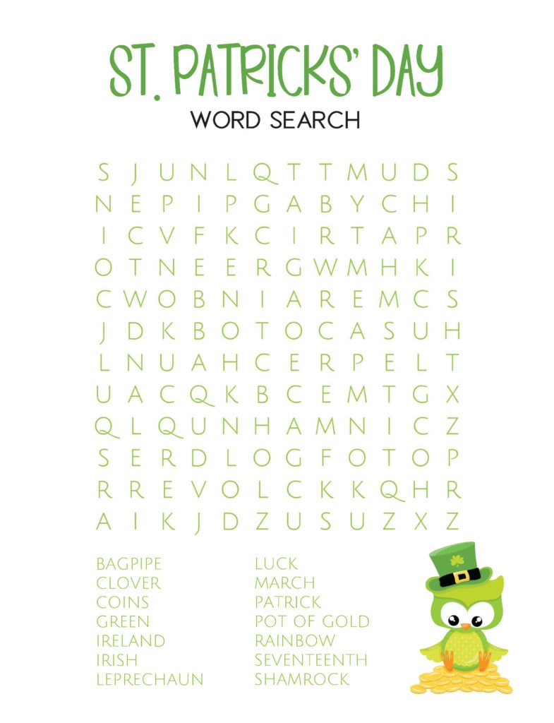 st. patricks day word search