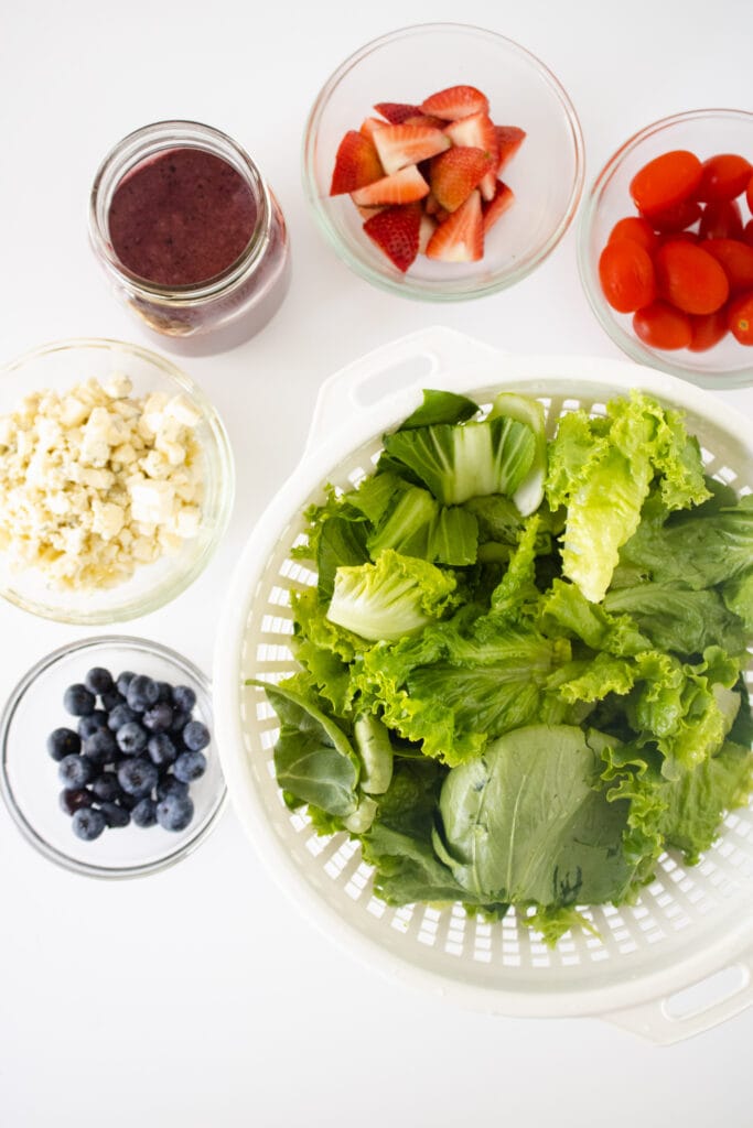 Red, White and Blueberry Salad ingredients