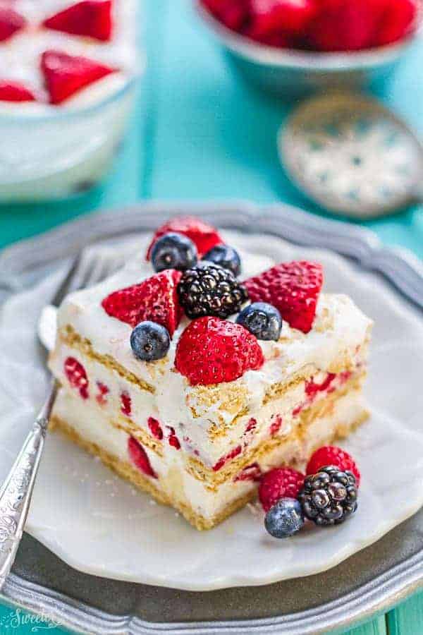 Icebox Cake with mixed berries
