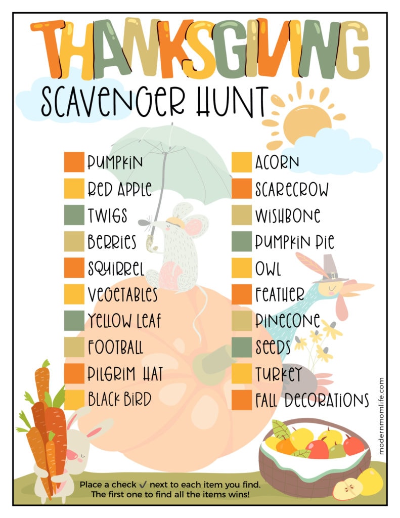 Thanksgiving Scavenger Hunt