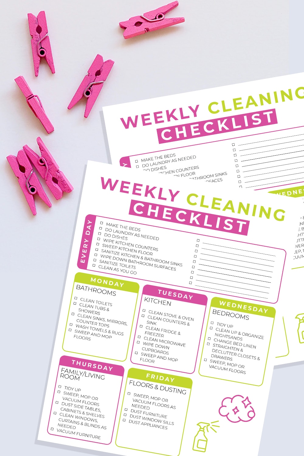 Weekly cleaning checklist