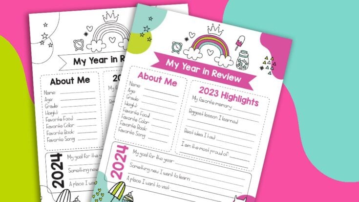 Image for Year in Review Printable for Kids