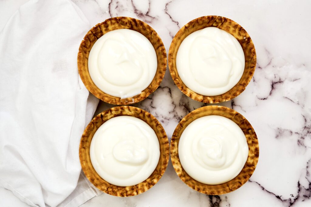 yogurt in waffle bowls