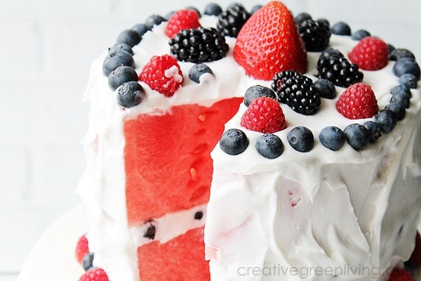 Watermelon berry fruit cake