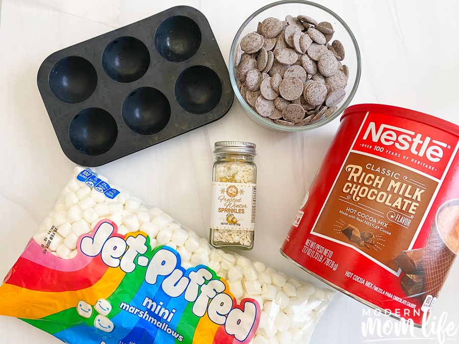 ingredients for hot chocolate bombs