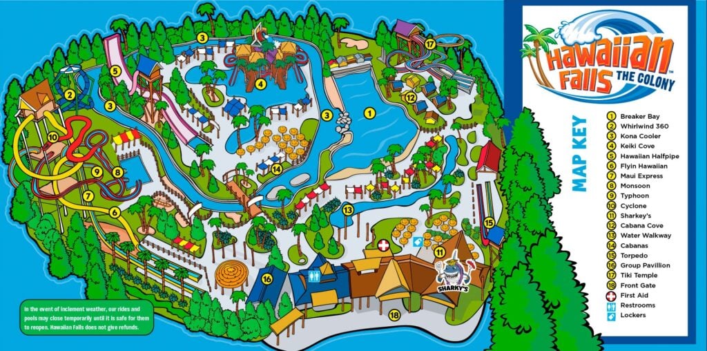 Hawaiian Falls The Colony Park Map