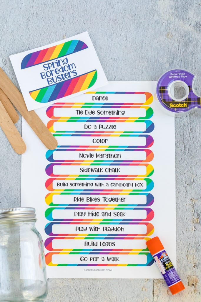 spring boredom buster jar
